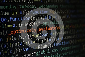 Programming code screen of software developer. Computer