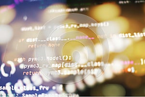 Programming code screen of software developer. Software Programming Work Time. Code text written and created entirely by myself