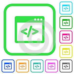 Programming code in software window vivid colored flat icons icons