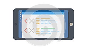 Programming Code on Tablet Screen, Digital Development, vector design Generative AI