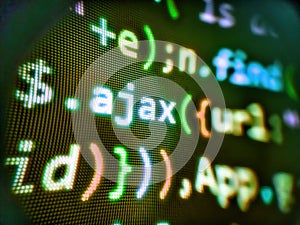 Programming code typing. Programmer developer screen. Digital cyber pattern. Developer software programming code. Writing
