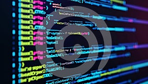 Programming code in vibrant colors displayed on a digital screen