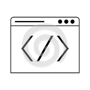 Programming code windows symbol technology in black and white