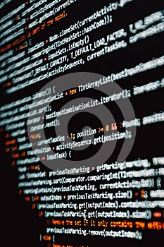 Programming code written in white over black