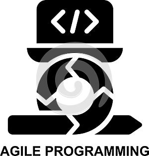 programming, coding, agile, software development, application development, agile development solid glyph icon
