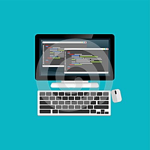 Programming or coding on computer, website development, web design