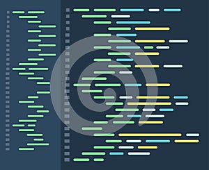 Programming and coding concept. Code on the screen laptop. Vector illustration in a flat style.