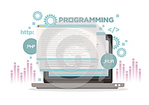 Programming and coding concept with laptop computer