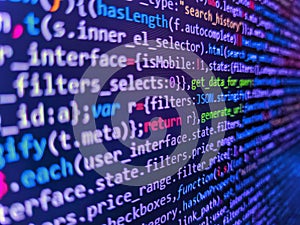 Programming Coding with editor colorful themes. Coding programmer abstract background. Programming code screen of software