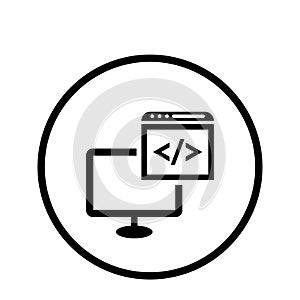 Programming, coding icon. Black vector design