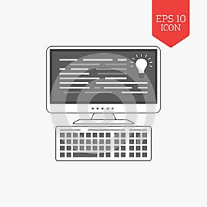 Programming, coding icon. Flat design gray color symbol. Modern