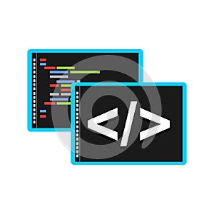 Programming or coding icon. Programming editor symbol