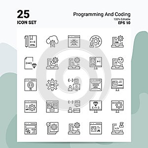 25 Programming And Coding Icon Set. 100% Editable EPS 10 Files. Business Logo Concept Ideas Line icon design
