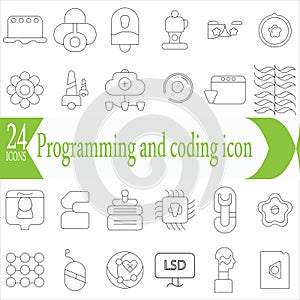 Programming and coding icon set. Software development icon collection. Contains such Icons as code, api, programmer, developer,