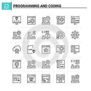25 Programming And Coding icon set. vector background