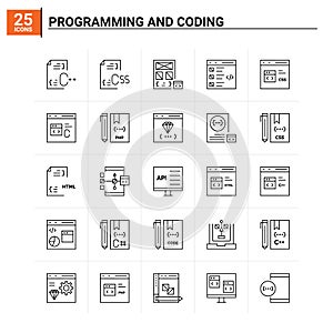 25 Programming And Coding icon set. vector background