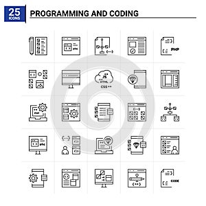 25 Programming And Coding icon set. vector background
