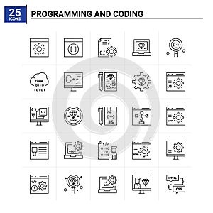 25 Programming And Coding icon set. vector background