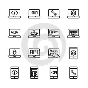 Programming and coding icon set.Vector illustration