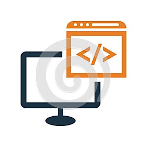 Programming, coding icon. Simple editable vector design