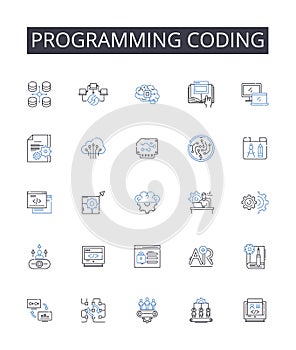 Programming coding line icons collection. Collaboration, Partnership, Alliance, Coalition, Syndicate, Cooperative, Unity