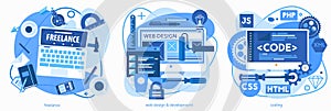 Coding, Programming, Scripting and Development Concept Banners