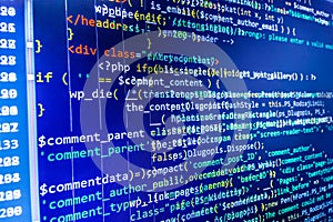 Programming coding source code screen.
