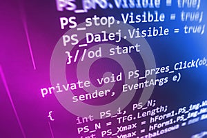 Programming coding source code screen.