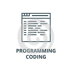 Programming,coding vector line icon, linear concept, outline sign, symbol