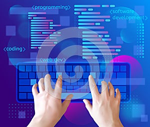 Programming and coding, website development concept. Vector illustration.
