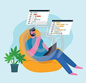 Programming and coding, Website development, Web design.Flat design modern vector illustration concept.