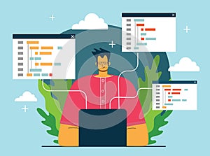 Programming and coding, Website development, Web design.Flat design modern vector illustration concept