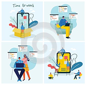 Programming and coding, Website development, Web design.Flat design modern vector illustration concept.