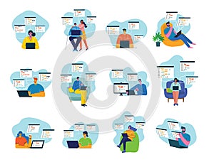 Programming and coding, Website development, Web design.Flat design modern vector illustration concept.