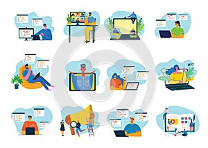 Programming and coding, Website development, Web design.Flat design modern vector illustration concept.