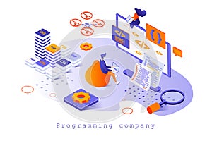 Programming company concept in 3d isometric design.
