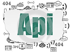 Programming concept: Api on Torn Paper background