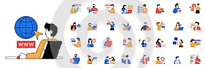 Programming concept with character situations mega set in flat web design.