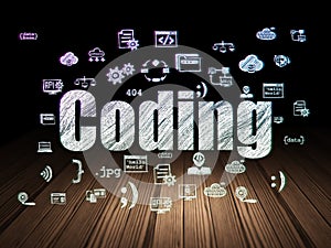 Programming concept: Coding in grunge dark room