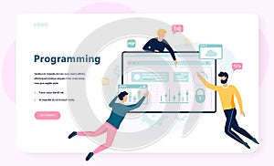 Programming concept, coding, testing and writing program.