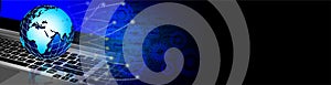 Programming concept. Computer software script binary coding snippet on data science diagram and globe sphere background.