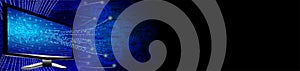 Programming concept. Computer software script binary coding snippet on data science diagram and globe sphere background.