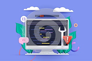 Programming concept 3D illustration. Icon composition