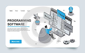 Programming concept in 3d isometric