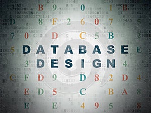 Programming concept: Database Design on Digital Data Paper background
