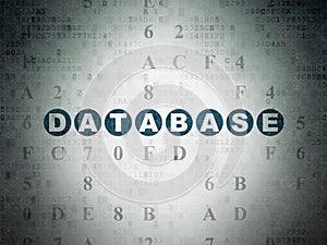 Programming concept: Database on Digital Data Paper background