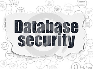 Programming concept: Database Security on Torn Paper background