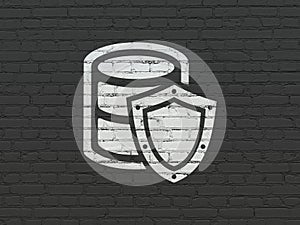Programming concept: Database With Shield on wall background