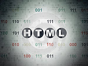 Programming concept: Html on Digital Data Paper background