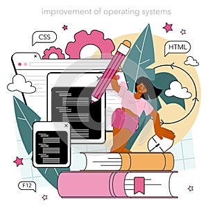 Programming concept. Idea of coding, testing and writing program